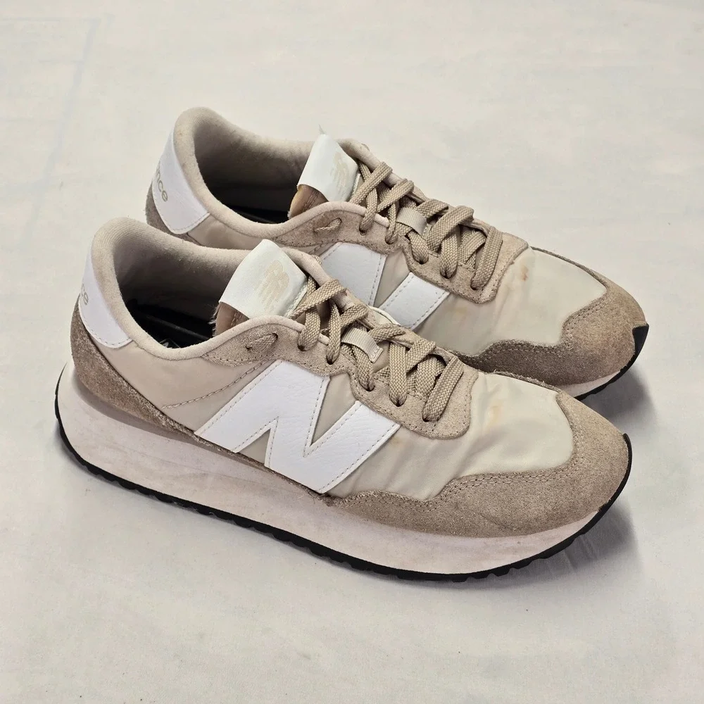 New Balance 237 Casual Fashion Sneakers Beige White Womens Athletic Shoes Size 8